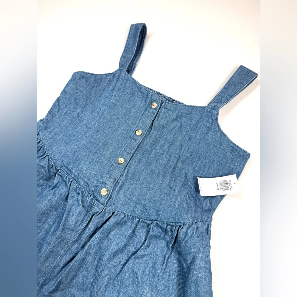 NWT OLD NAVY Girls’ Chambray Denim Button‎ Front Smock Sleeveless Romper Size L - Picture 4 of 9